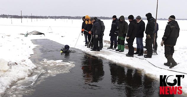 Второй день на Вычегде, где под лёд ушёл КАМАЗ, идут аварийно-спасательные работы
